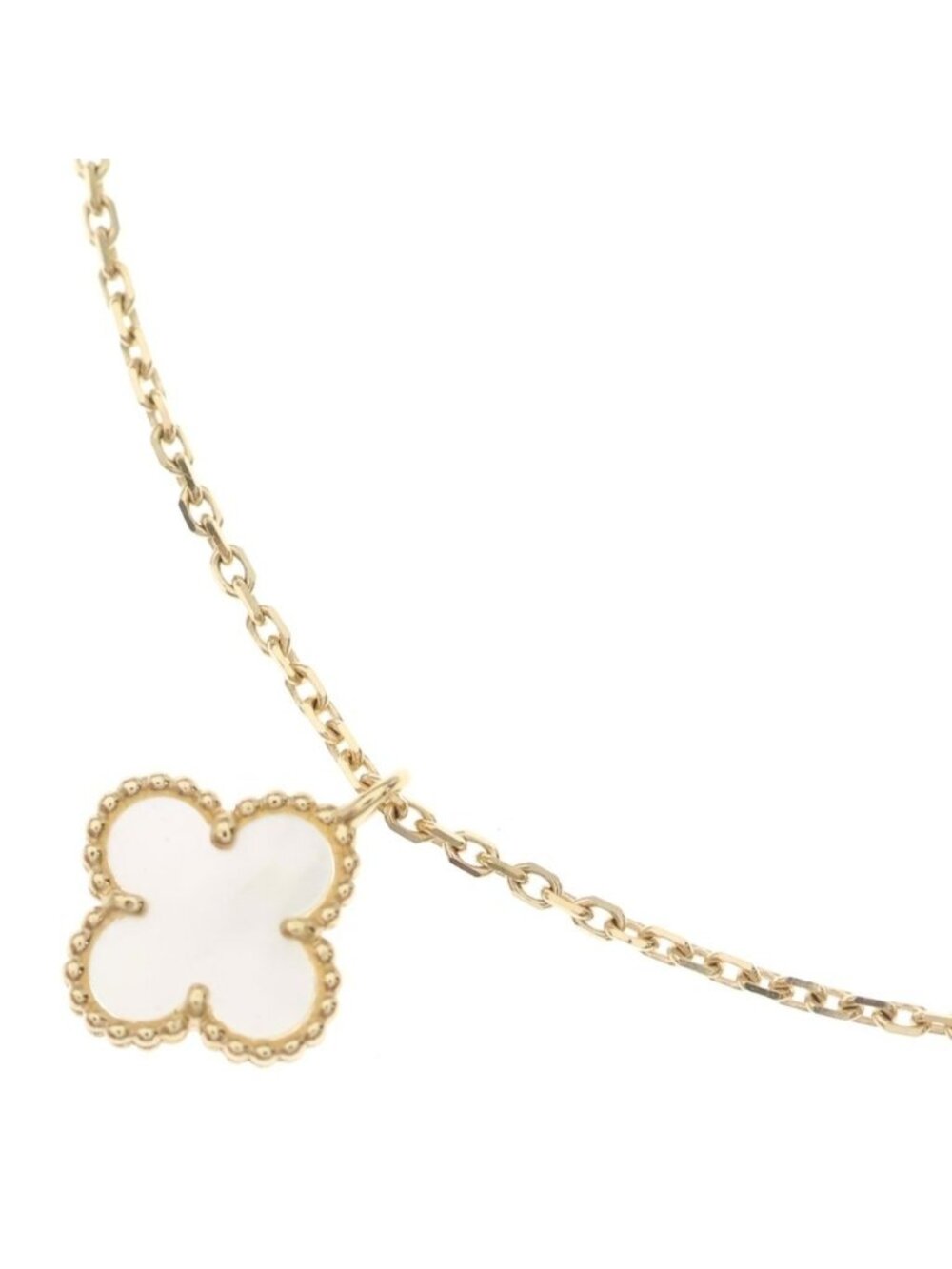 Van Cleef & Arpels Sweet Alhambra Mother of Pearl Necklace Chain Yellow Gold